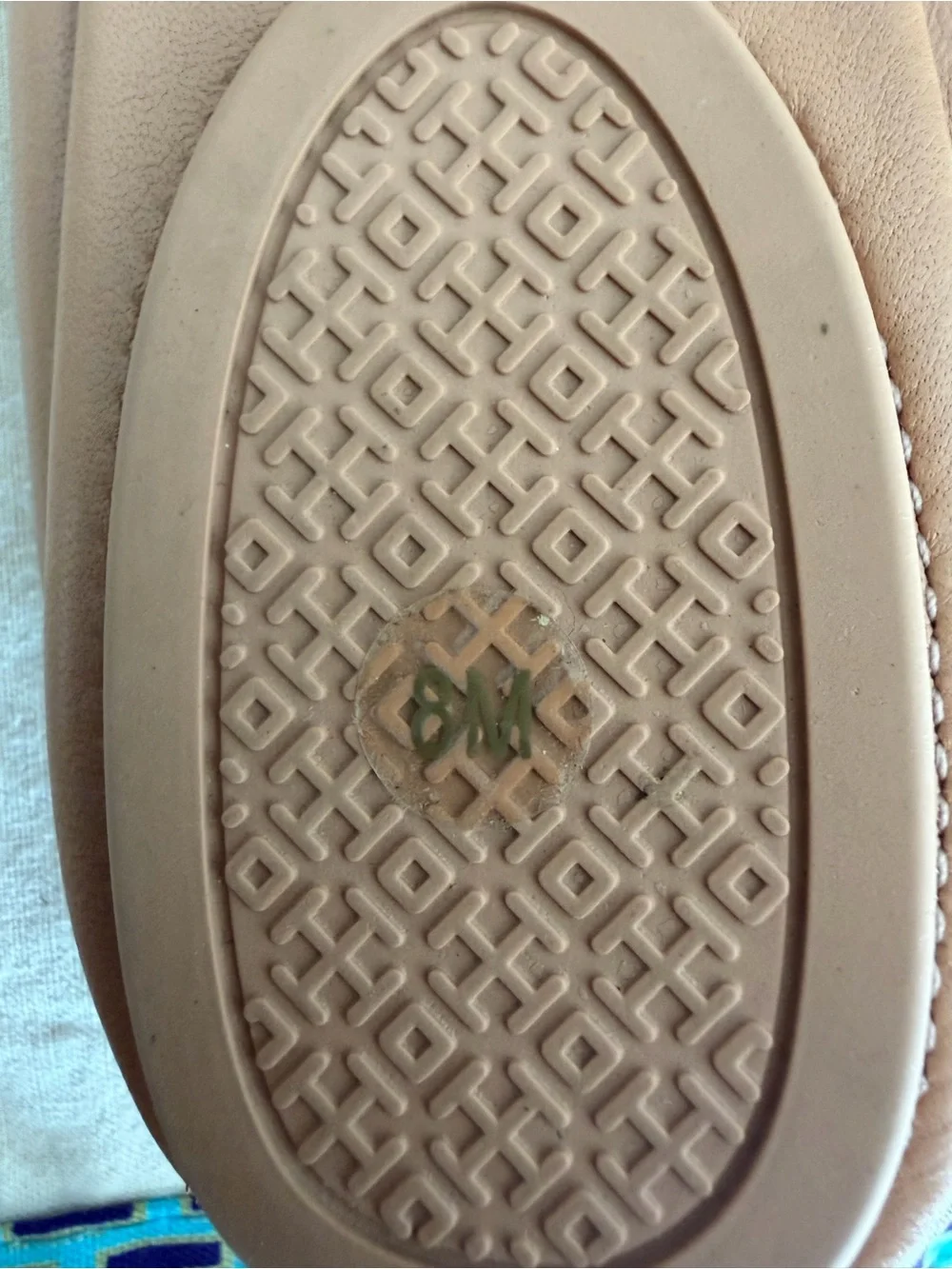 Tory Burch Blush Tan Leather Logo Ballet Flats
